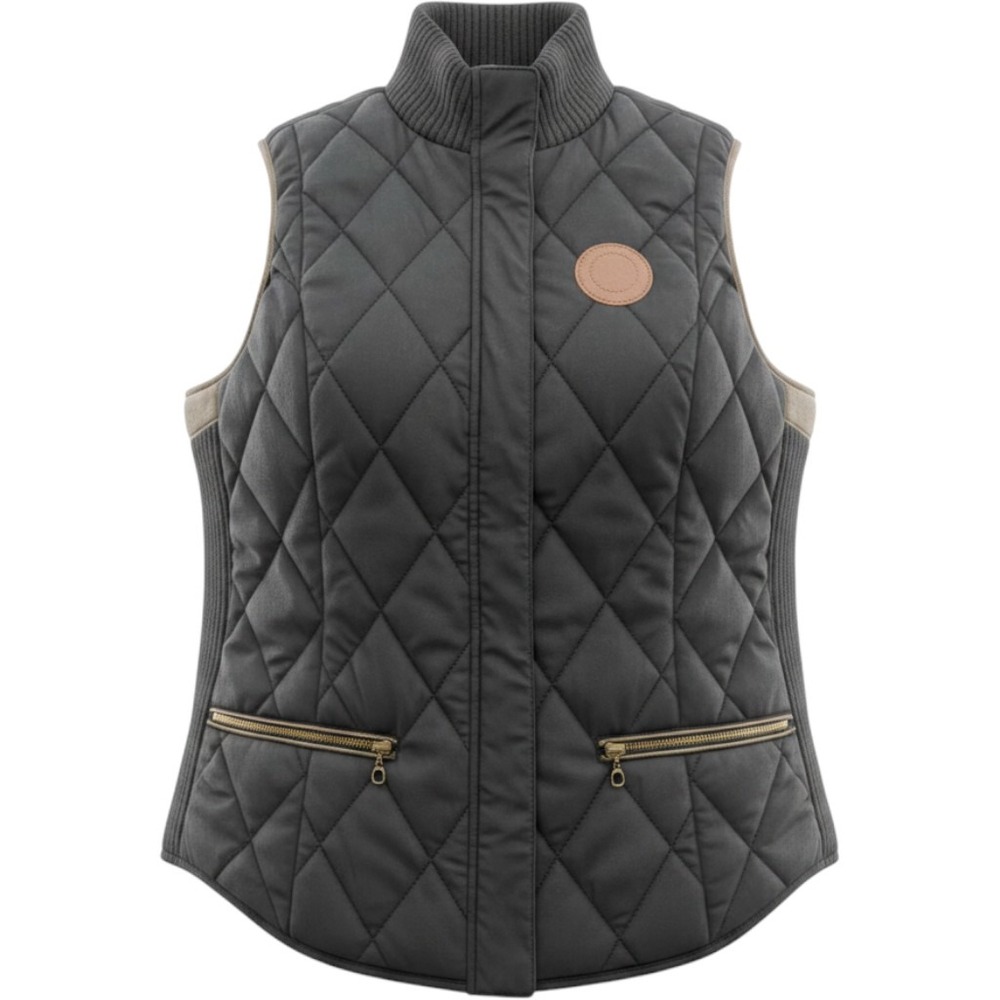 Horseware Ireland Polo 1985 Quilted Vest Gray Ribbed Side Equestrian Womens L